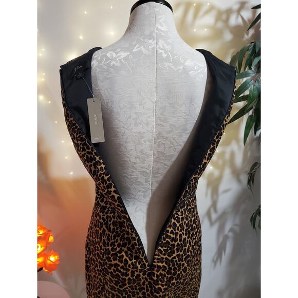J. Crew NWT Leopard Animal Print Sheath Dress Womens Size 2 Bi-Stretch Cotton - Picture 7 of 13